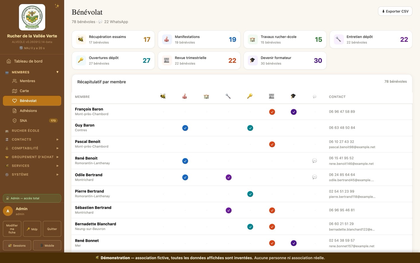 Bénévolat — copie d'écran d'Alvéole App